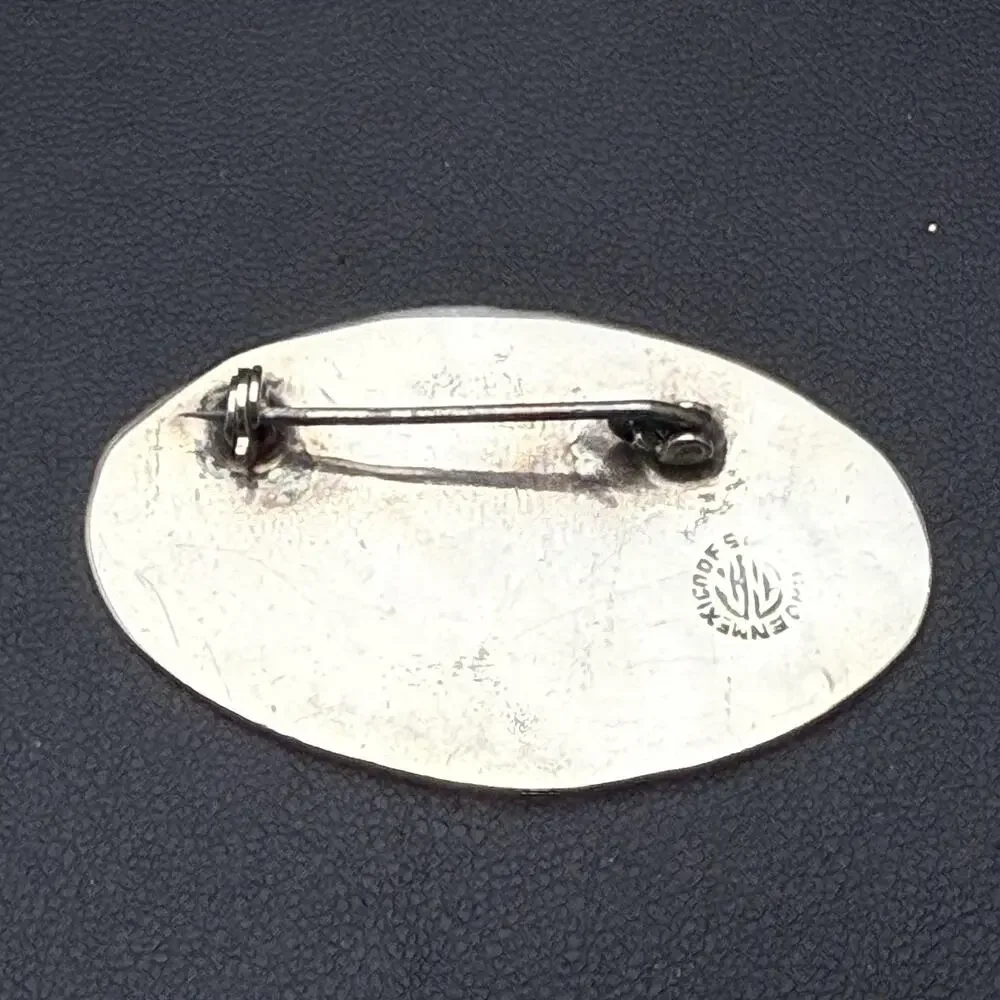 Mexican Mexico Artisan Signed Sterling Silver Pin Brooch Earrings Guitar Player